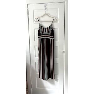 Wide Leg Striped Cropped Jumpsuit